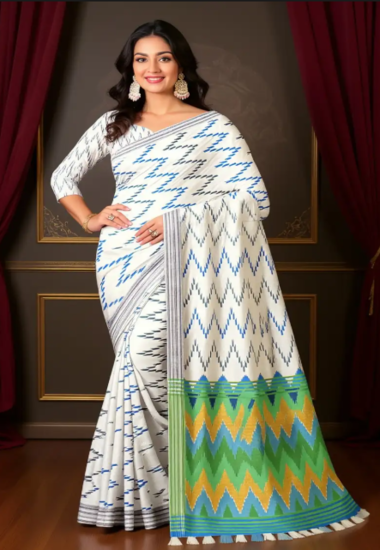 White & Green Cotton