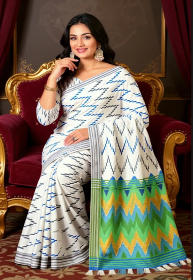 White & Green Cotton