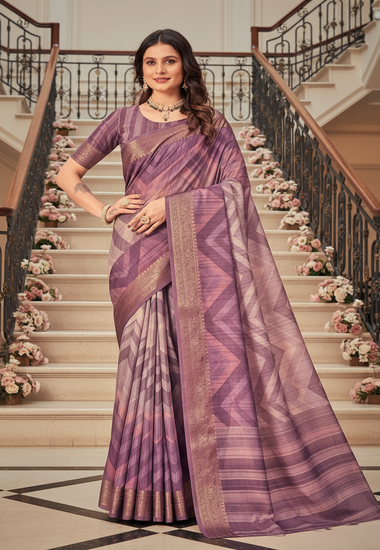 Purple with Geometric Patterns - Silk